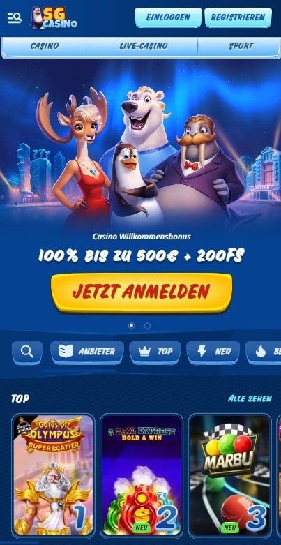 SG Casino für Mobilgeräte über mobilen Browser-
