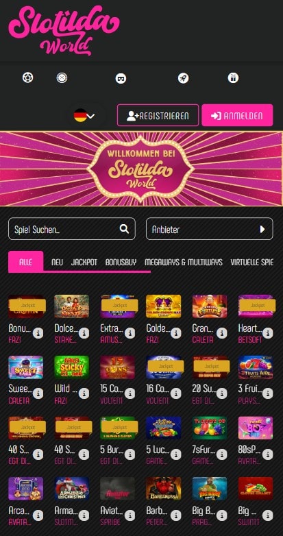 Slotilda Mobile-Casino über Handybrowser