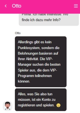 Slotilda Otto Chat_Keine Informationen über ein VIP-Programm