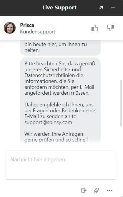 Spinsy_Chatauskunft zur Lizenz