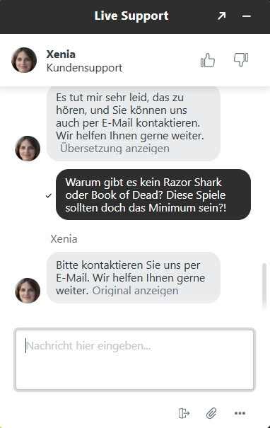 Spinsy_keine Antwort warum Razor Shark fehlt