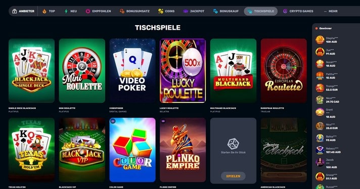 Tischspiele Rocketplay