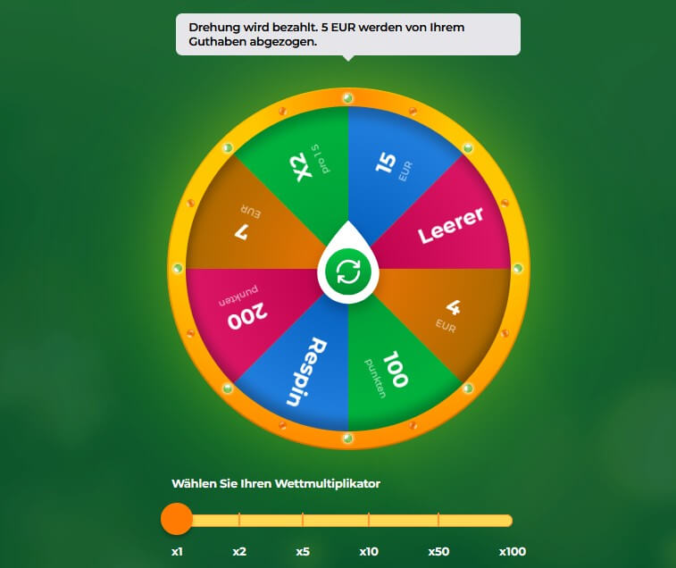 Verde Casino Glücksrad