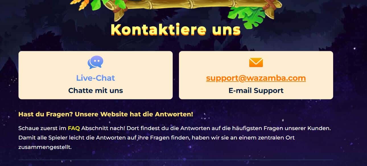 Wazamba Kundendienst