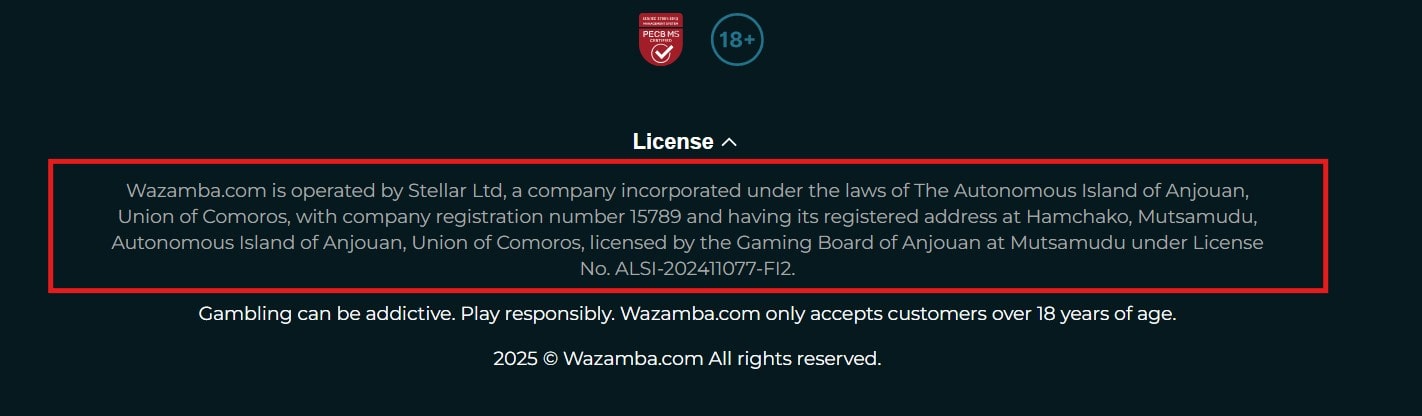 Wazamba Lizenz Impressum