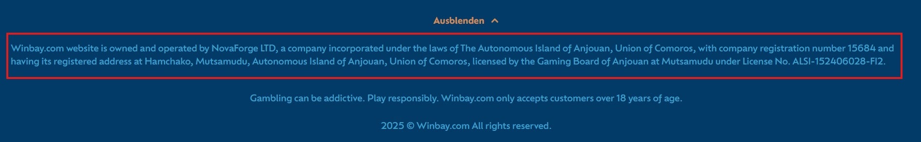 Winbay Impressum-