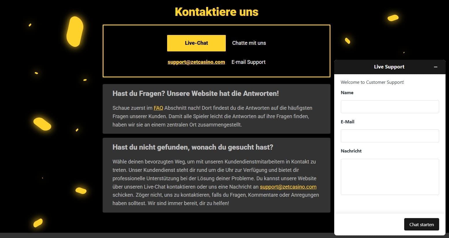 Zet Casino Support