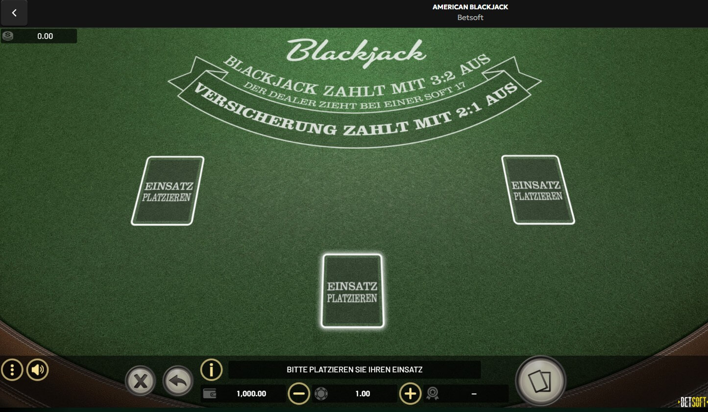 american Blackjack von Betsoft im Demo-Modus