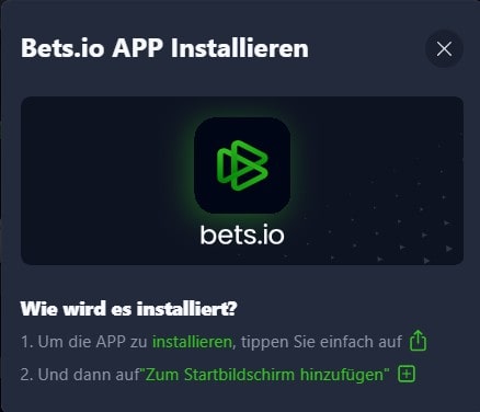 bets.io App Installation in 2 Schritten-