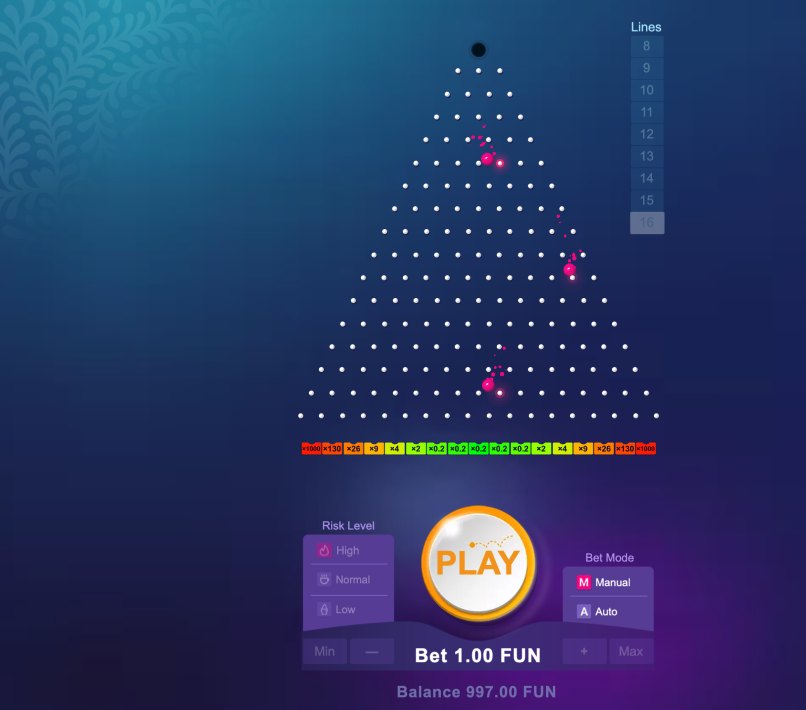 BGaming Plinko Demo mit 16 Reihen und hohem Risiko
