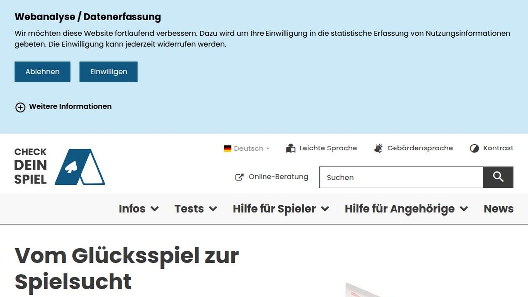 Bundesinstitut für Öffentliche Gesundheit - Check dein Spiel: Start