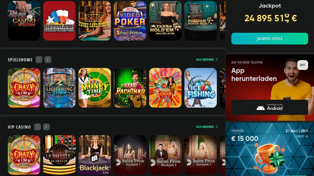 DRIP Live-Casino mit Spielshows, Poker und VIP-Tischen