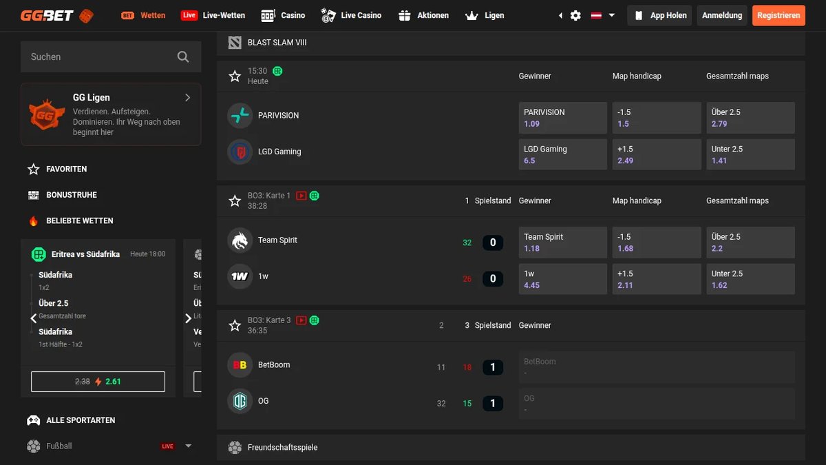 GGBet Sportwetten mit Dota-2-Quoten im Live-Bereich