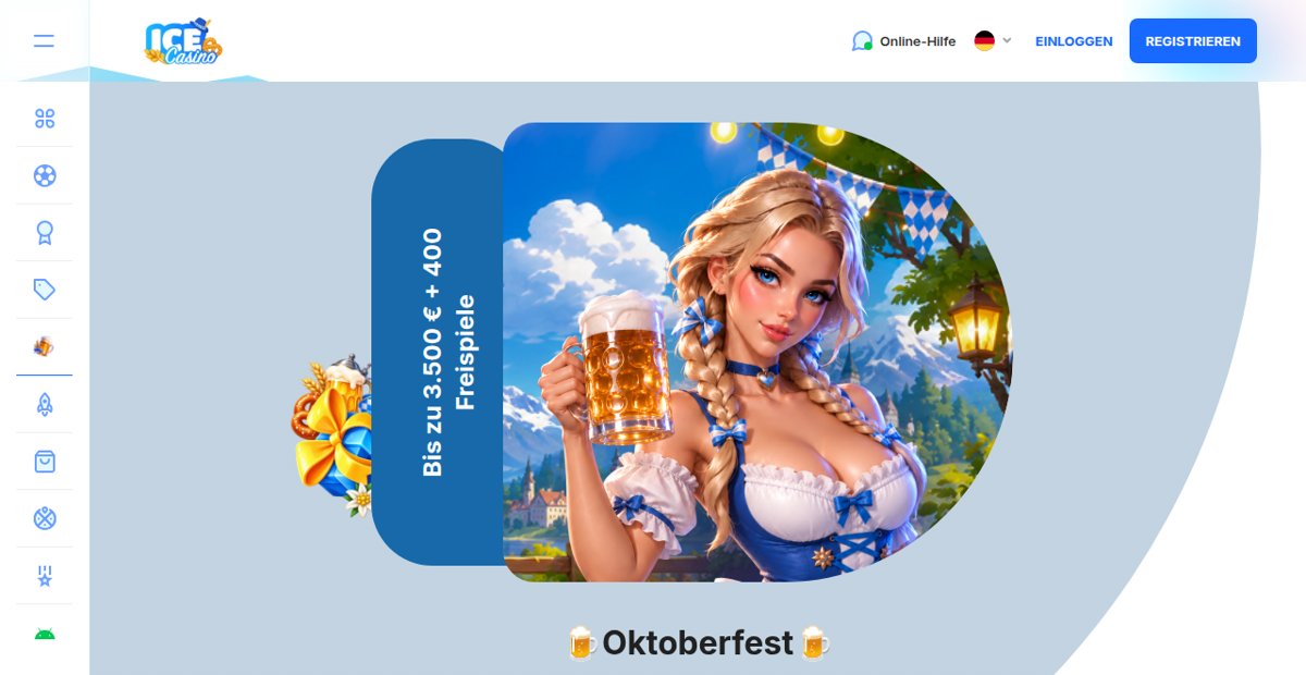 Ice Casino Oktoberfest-Aktion bis 3.500 € und 400 Freispiele
