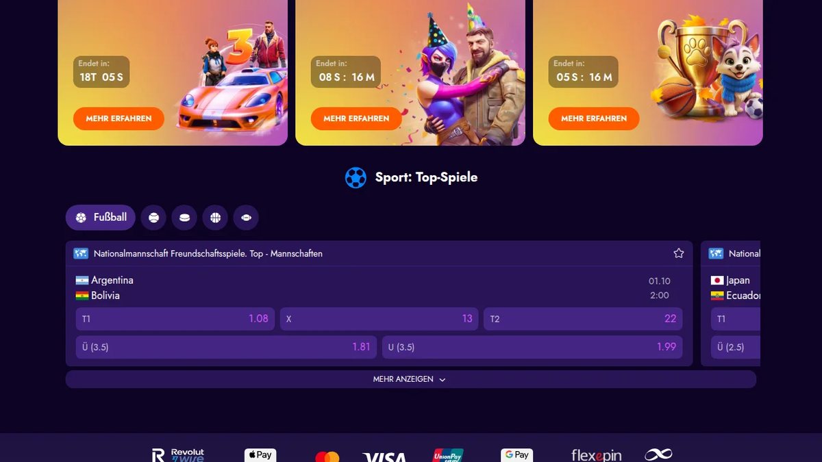 Irwin Sportwetten mit Top-Spielen und Quoten im Fußball