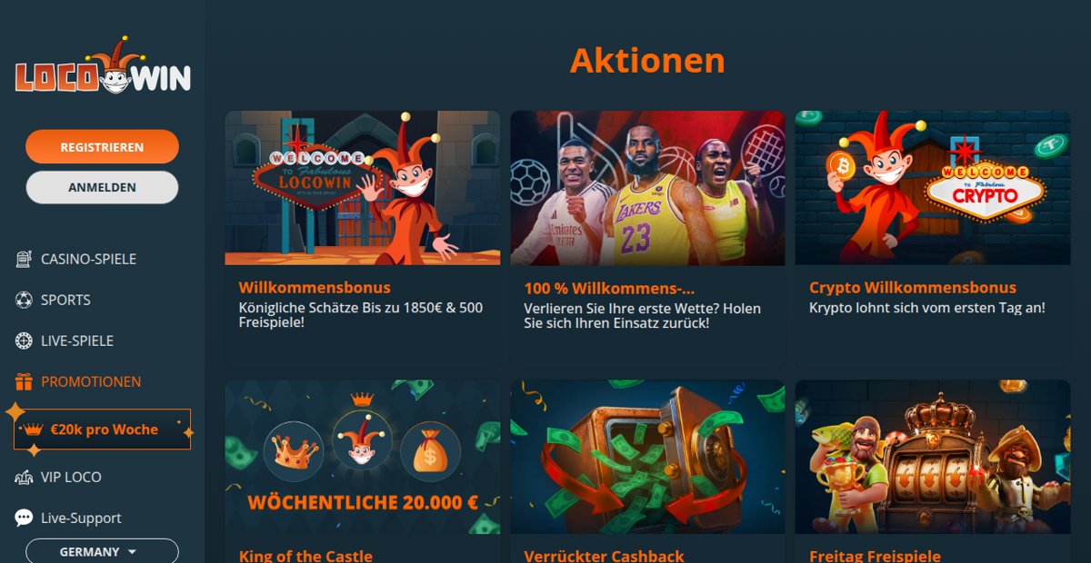 Locowin Willkommens-Freispiele ohne Umsatzbedingung