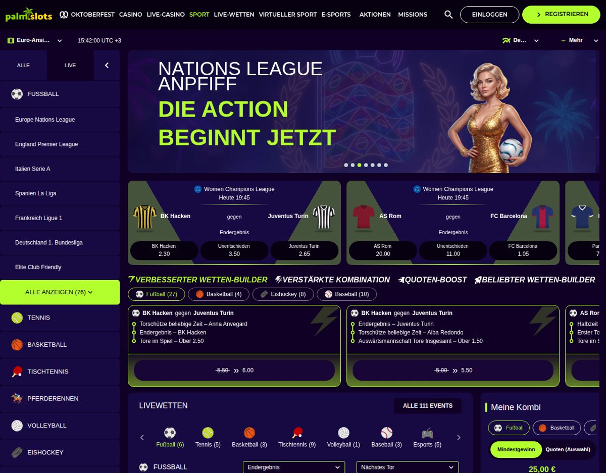 PalmSlots Sportwetten mit Live-Wetten und Wetten-Builder