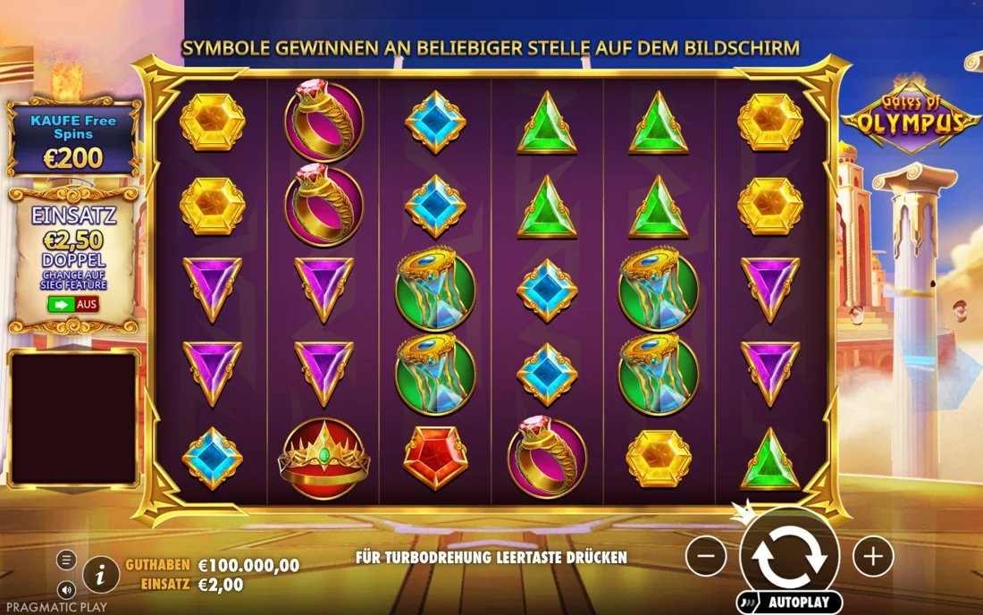 Gates of Olympus Demo mit Freispiel-Kauf und Ante Bet für doppelte Chance