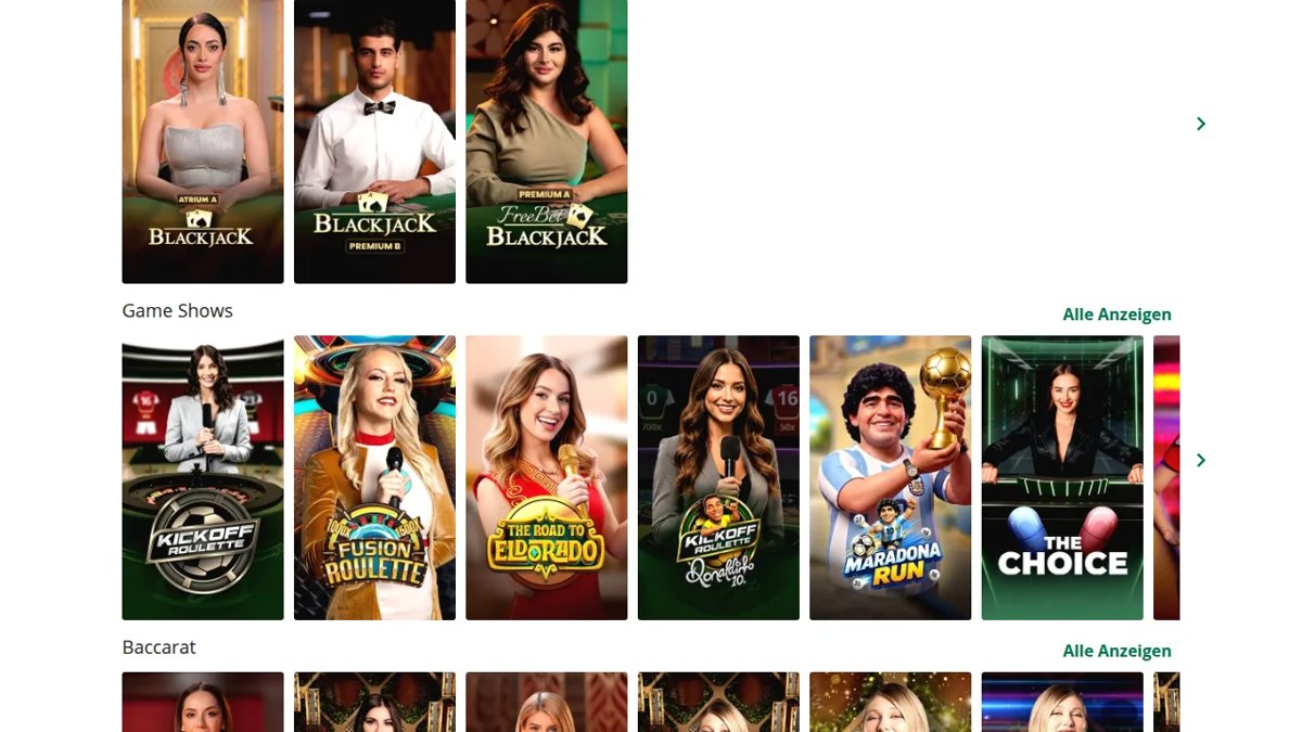 Qbet Live-Casino Game Shows wie Kickoff Roulette und The Choice