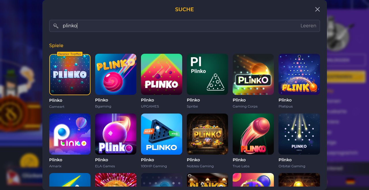 Plinko Casino Rolling Slots: Suche nach Plinko mit Versionen von Gameart, BGaming, Spribe und Gaming Corps