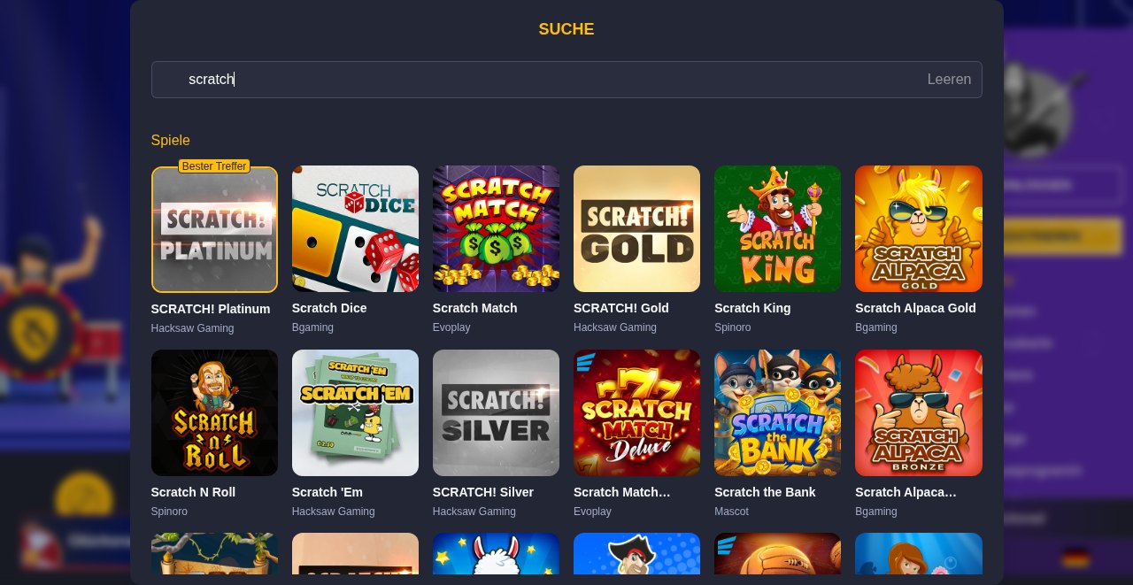 Rolling Slots Spielesuche nach Scratch mit SCRATCH! Platinum, Scratch Dice, Scratch Match, Scratch King und Scratch Alpaca Gold
