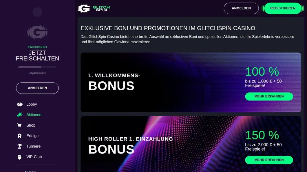 Glitch Spin – Aktionen